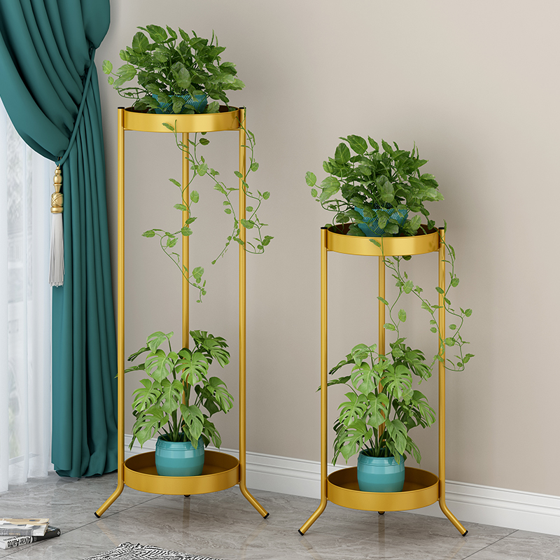Floral shelf multilayer indoor living-room floor-type shelving window balcony decorated with iron art Brief about multimeat gold Ge flower pot