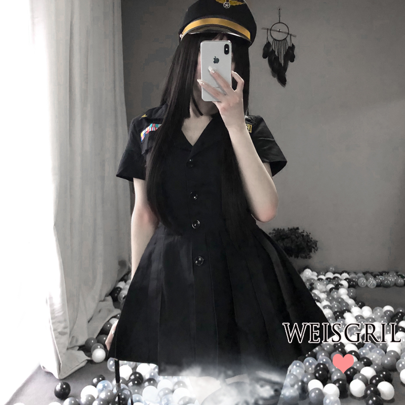 Nightclub Sexy dark black stewardess Secretary Uniform OL Thoreau Dial Air Hostess Uniform Seduction Cosplay Uniform