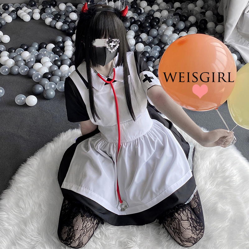Cosplay Dicker Black Doctor Nurse Costume Temptation Halloween Costume Maid to dress Demon Sexy Sex Sex Sex Sex