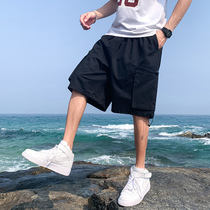 2022 Summer New Big Pockets Casual Overalls Shorts Men Loose Big Code Sports 50% Mid Pants Korean Version Trend