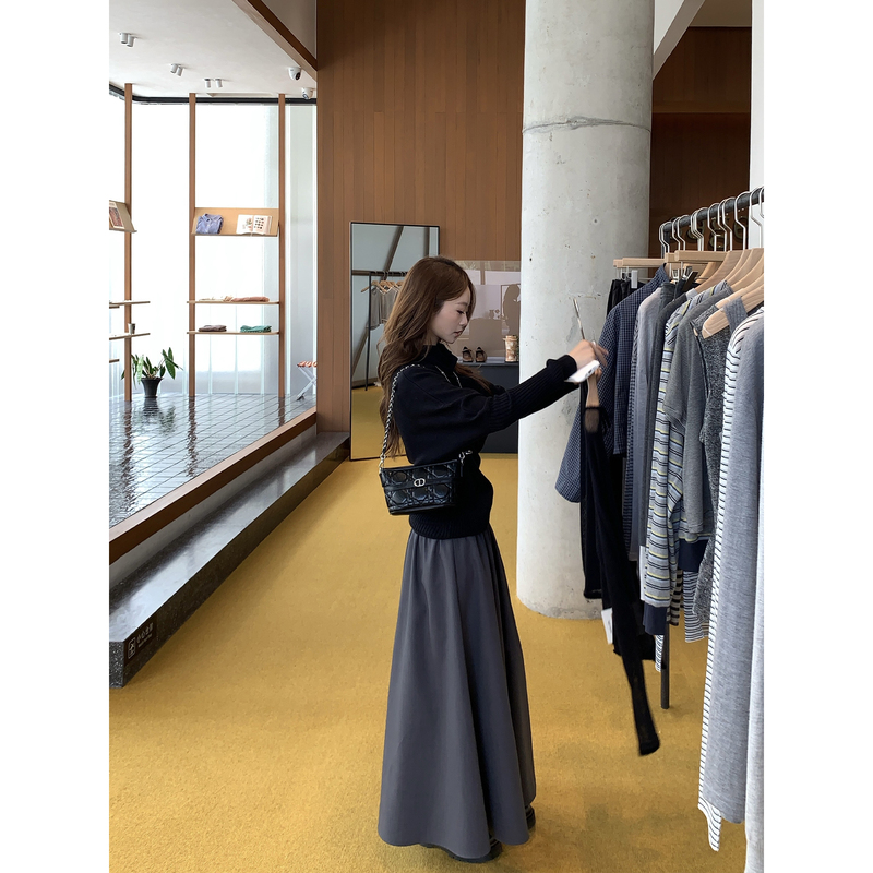 Cut Cake LAOSHU 【Yesterday's Book Recommendation】New Style A-Line Long Skirt for Petite Figures, Covers the Hips, Elegant and Slimming Half Skirt Cut Cake LAOSHU 【Yesterday's Book Recommendation】New Style A-Line Long Skirt for Petite Figures, Covers the Hips, Elegant and Slimming Half Skirt