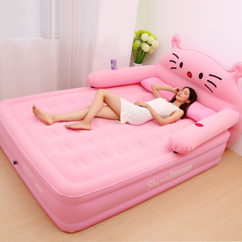 Two people use inflatable bed air cushion lazy folding cartoon air cushion thick cartoon inflatable bed tatami cushion bed