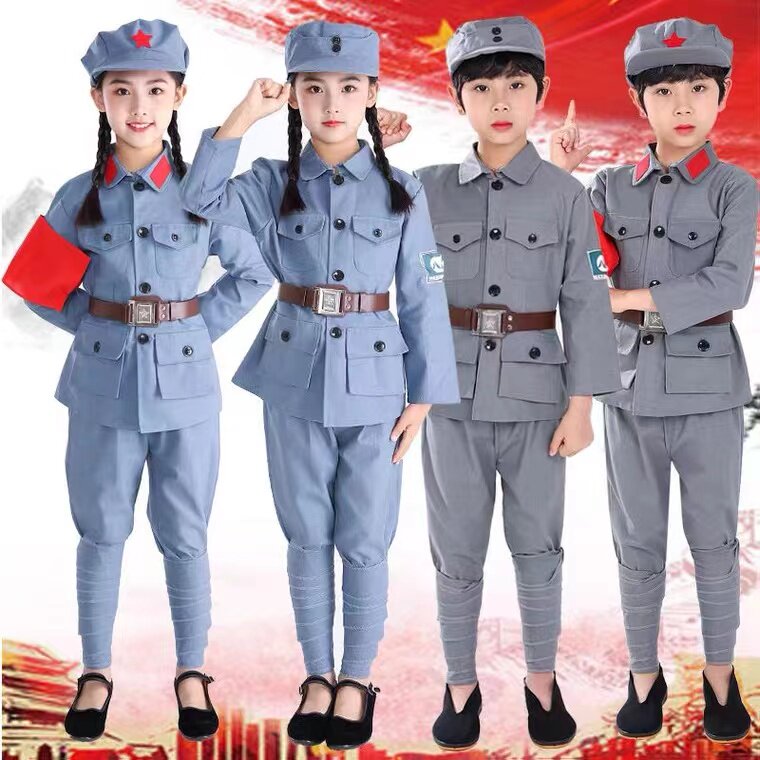 抗日时期儿童八路军演出服新四军表演服装抗战成人八路军表演服装-淘宝