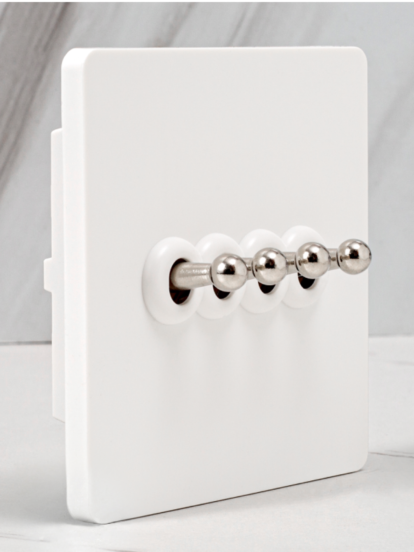 Silver Rod + Matte White Pialt86 Type Home Decoration Switch, Retro Style, Suitable for Diamond White/Pearl White Plastic Panel