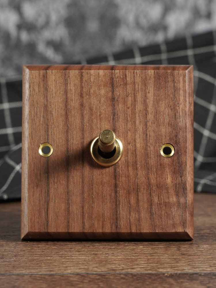 Pialt [Knurled Lever] Solid Wood Switch Brass Socket Black Walnut Vintage Homestay Wood Grain Single Switch