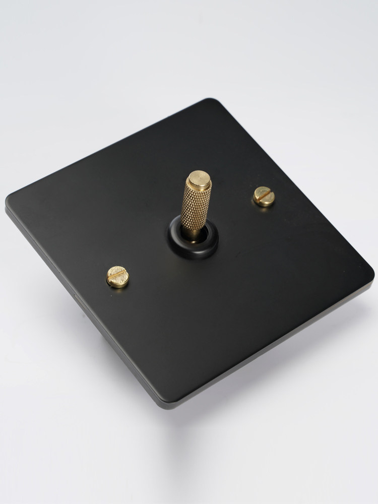 Pialt 86 Type Home Decoration Switch Industrial Style Retro Knurled Lever Black Panel Switch Socket