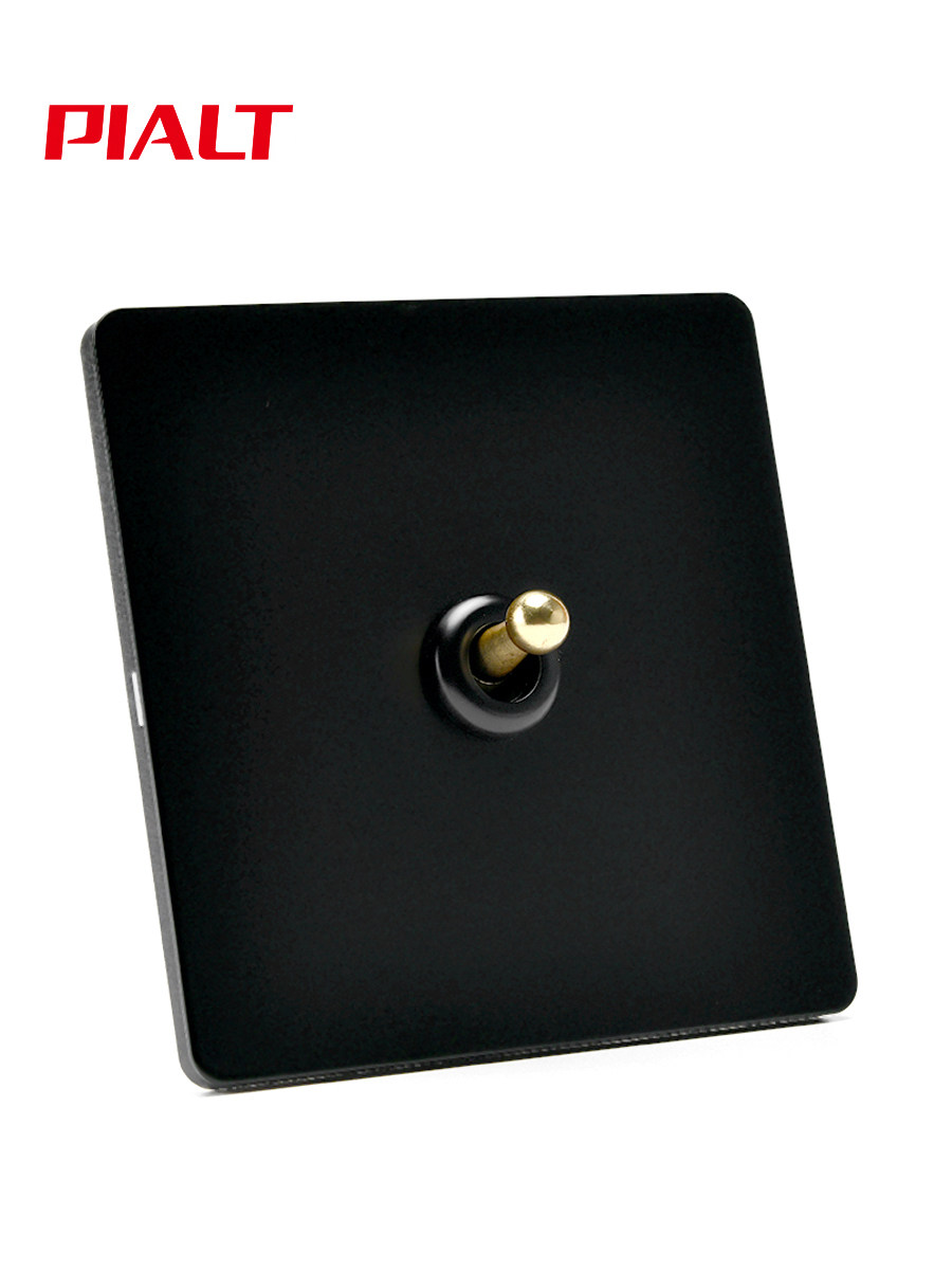 Pialt 86 Type Scandinavian Minimalist Style Matte Black Wall Switch Panel Lever Retro Switch Socket