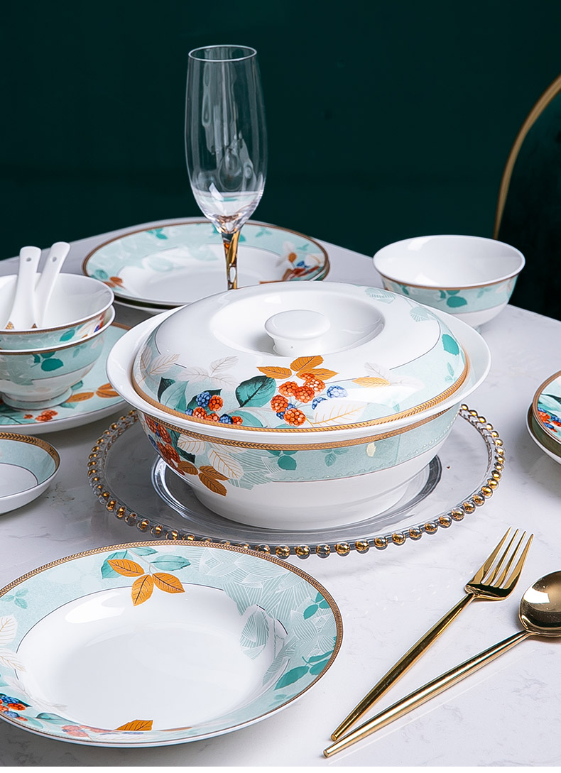 The Fijian trent dishes suit household Chinese jingdezhen ceramic tableware suit individuality creative ceramic dishes combination