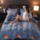 Mùa đông dày gia đình ấm áp nhung san hô bốn luật Levin cashmere flannel tấm hai mặt quilt giường 1.8m - Bộ đồ giường bốn mảnh