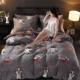 Mùa đông dày gia đình ấm áp nhung san hô bốn luật Levin cashmere flannel tấm hai mặt quilt giường 1.8m - Bộ đồ giường bốn mảnh
