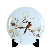 Jingdezhen porcelain porcelain plate decorative ornaments flowers and birds Chinese plate hanging plate Home living room handicraft decoration