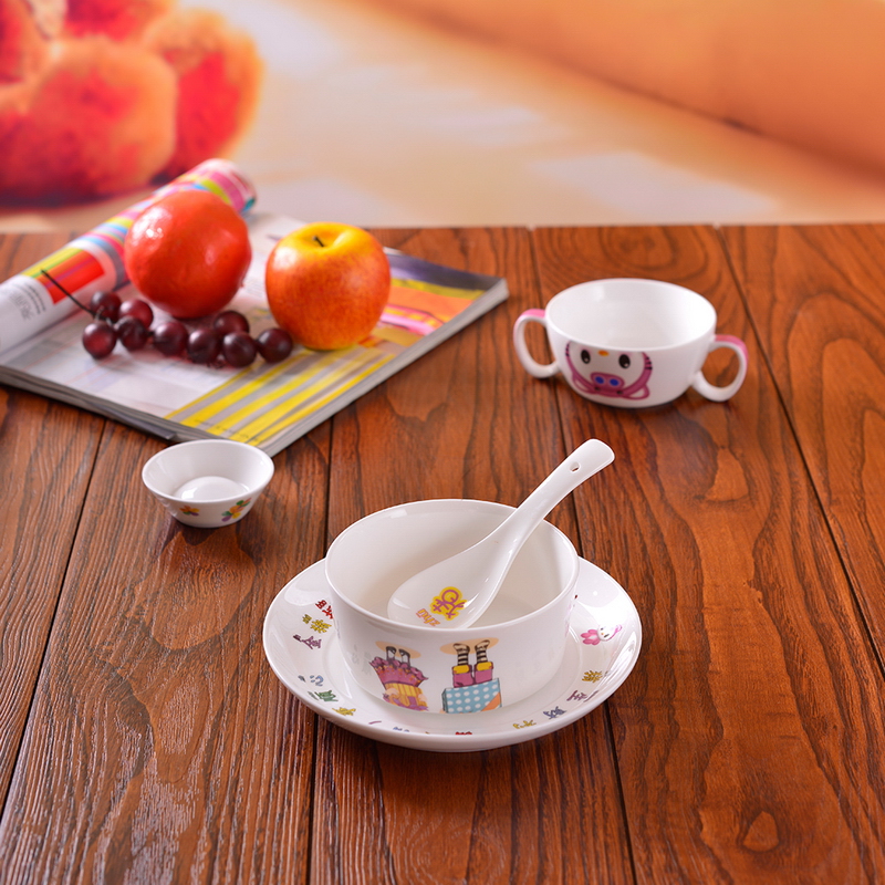 Porcelain, jingdezhen ceramic ipads China cartoon express Chinese zodiac tableware children head dishes spoon cup five birthday gift