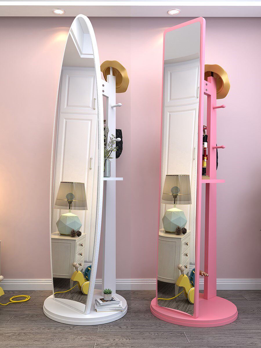 Mirror full-length mirror full-length mirror floor-to-ceiling mirror home simple Nordic full-length mirror girls bedroom mobile large stereo mirror