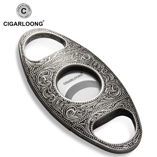 Ножницы для сигар CIGALOONG, зажигалка, портативный резак для сигар, изысканно резные бронзовые ножницы для сигар