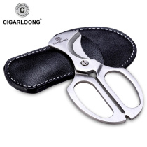 CIGARLOONG cigar cutter cigar cutter stainless steel grip double-edged thickened cow leather knife sheath cigar cutter