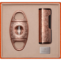 CIGARLOONG cigar V-shaped cutter stainless steel portable windproof cigar lighter 2-piece set CL-T313