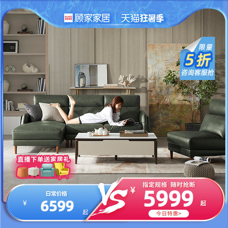 Gu Home Modern Light Extravagant Nordic High Foot Narrow Armrest Size Family Living Room Real Leather Sofa Furniture 1029