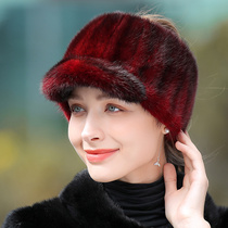 Womens Korean fur hat autumn and winter mink wool woven empty top cap cap warm fur hat mink hat