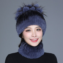 Fur hat womens autumn and winter warmth in the elderly Rex rabbit hair hat thickened mother hat new rabbit hair hat