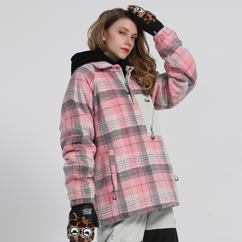 GsouSnow Ski Jersey Men Ski Suit Veneer 22 Winter Double Board Warm Plaid Women's Ski Sweatshirt