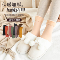 Snow socks ladies mid-tube autumn and winter plus velvet padded stockings flesh color light leg artifact warm winter floor socks