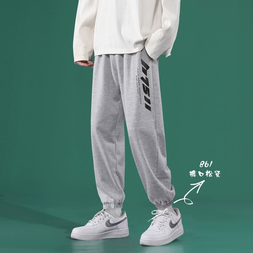 Мужские осенние демисезонные трендовые штаны, спортивные повседневные брюки для отдыха, в корейском стиле, на шнурках, свободный крой