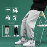 Мужские осенние демисезонные трендовые штаны, спортивные повседневные брюки для отдыха, в корейском стиле, на шнурках, свободный крой