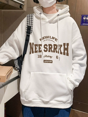 Мужской спортивный весенний зимний модный шерстяной лонгслив с капюшоном для отдыха, куртка, США, осенний, увеличенная толщина