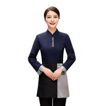 Hotel waiter work clothes long-sleeved Chinese restaurant tea house work clothes catering hot pot restaurant mens and womens autumn and winter suits