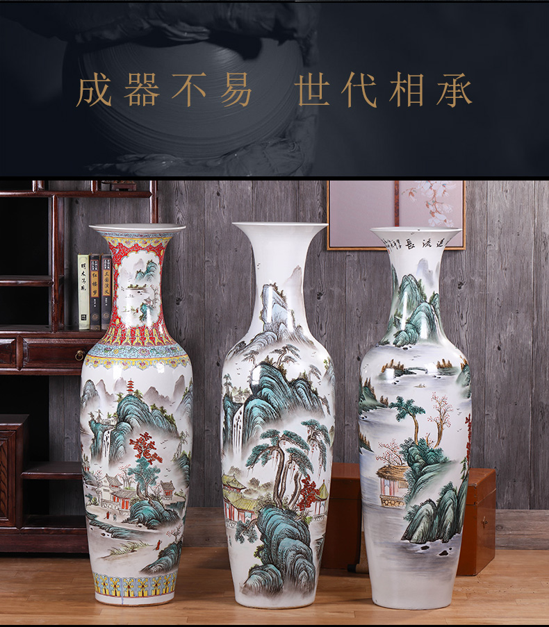 Jingdezhen ceramics landing big vase furnishing articles of new Chinese style household villa living room decoration decoration opening gifts