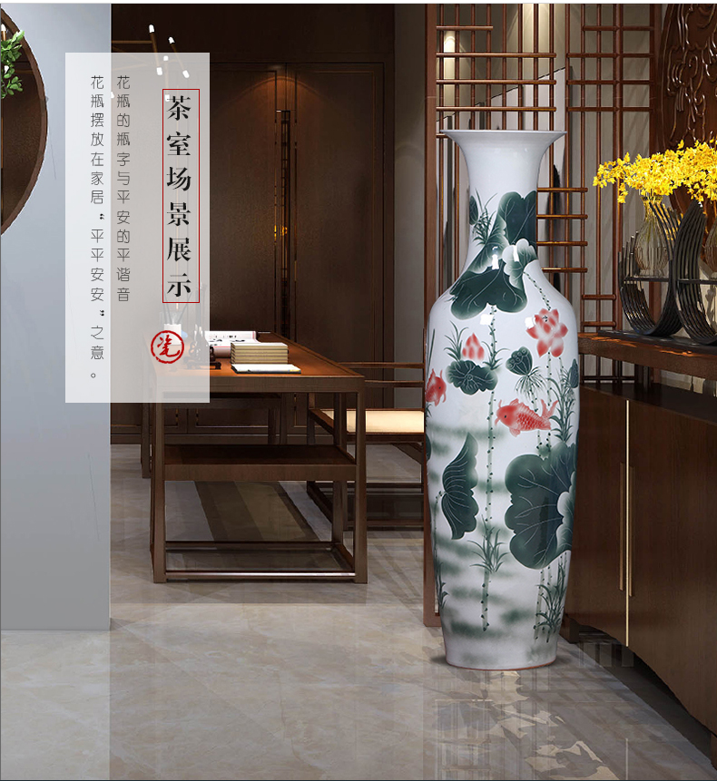 Jingdezhen ceramics home TV ark, big blue and white porcelain vase landed the sitting room porch place set decoration