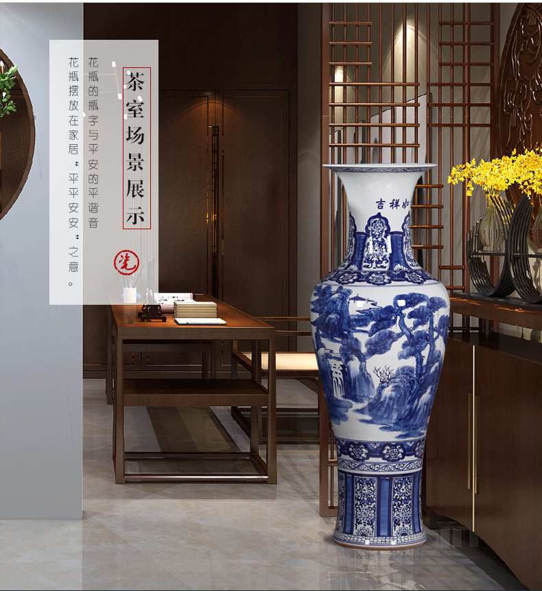 Jingdezhen ceramics vase archaize sitting room porch TV ark of large blue and white porcelain vase furnishing articles ornaments