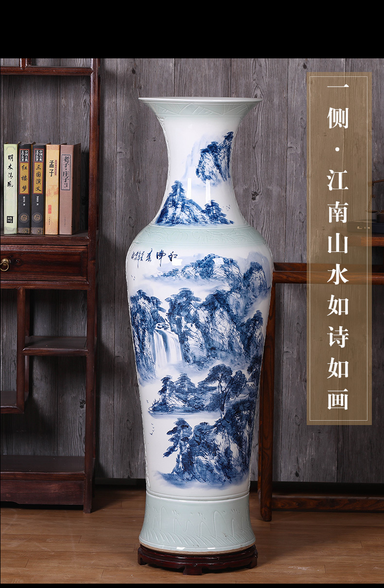 Jingdezhen ceramics big vase 1 meter landing home sitting room TV ark hotel porch place large vase