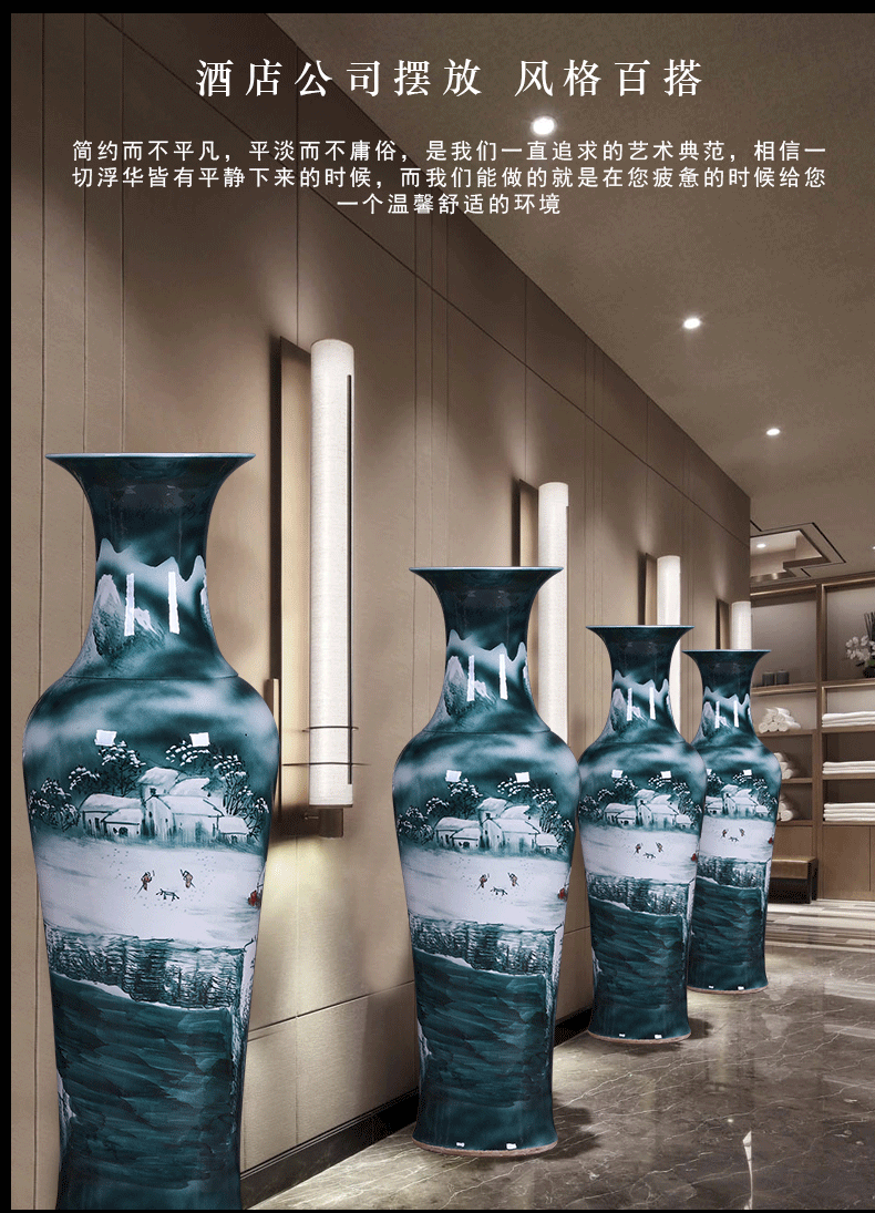 Jingdezhen ceramics hand - made big vase household living room TV cabinet floor porch decoration hotel furnishing articles