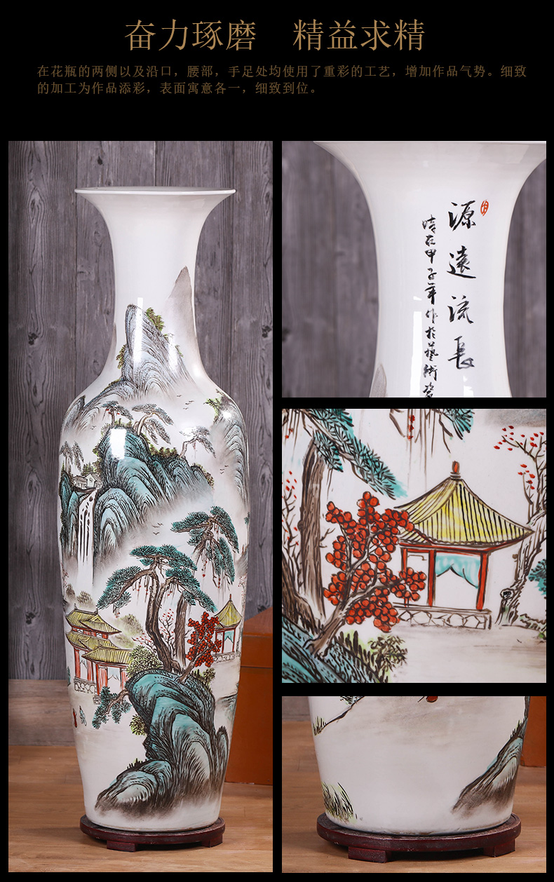 Jingdezhen ceramics landing big vase furnishing articles of new Chinese style household villa living room decoration decoration opening gifts