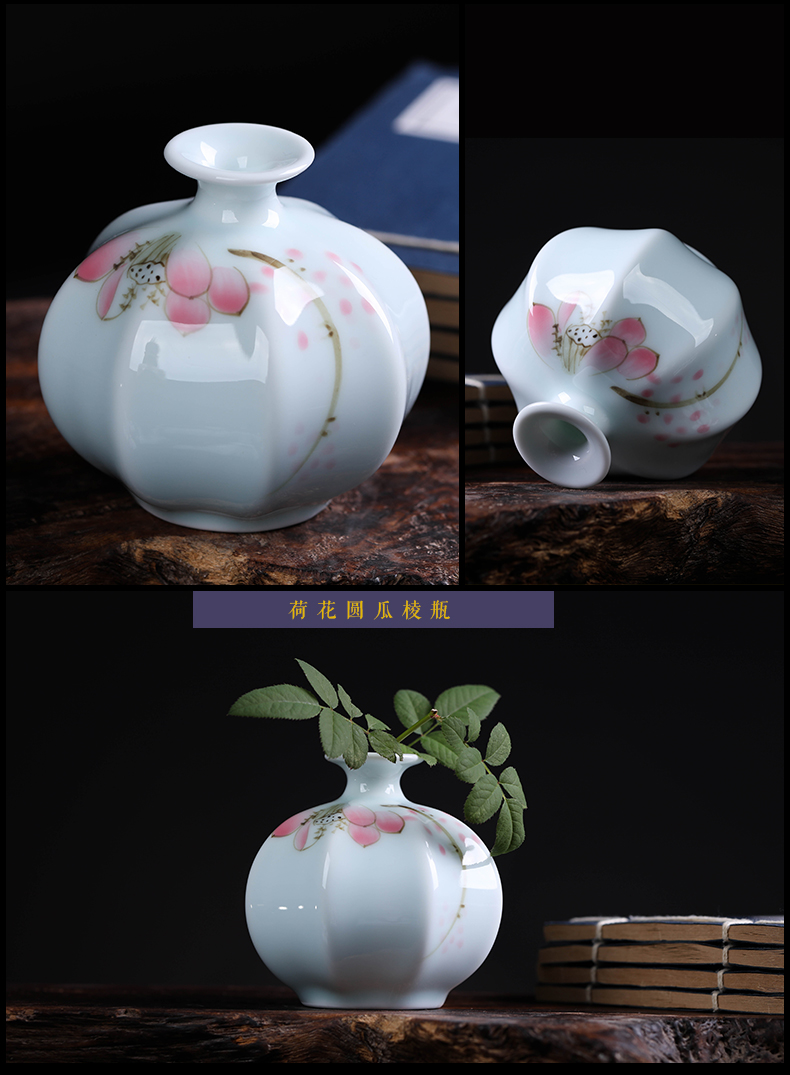 Jingdezhen ceramics mini checking blue glaze floret bottle furnishing articles flowers is spoil, small ornament