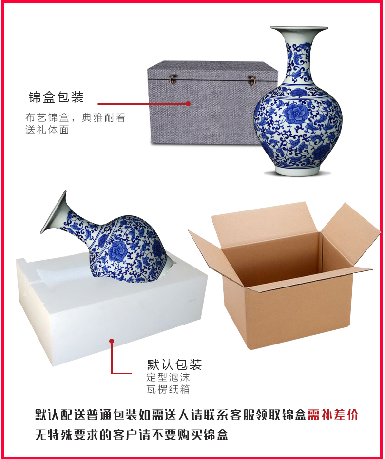 Blue and white porcelain of jingdezhen ceramics vase decoration of new Chinese style household, the sitting room porch decoration decoration furnishing articles