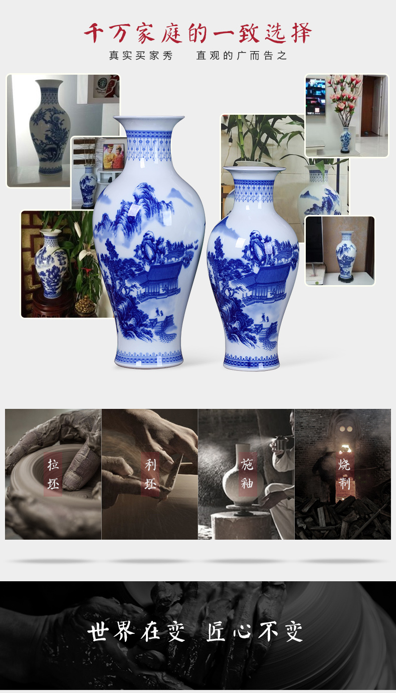 Jingdezhen ceramics, vases, flower, flower implement under the new Chinese style household, the sitting room porch decoration furnishing articles package mail