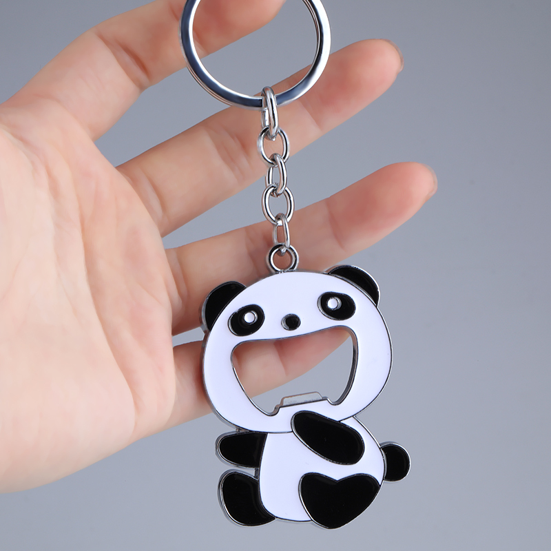 Creative Metal Panda Beer Bottle Opener Keychain Portable Wine Opener Pendant Cultural and Creative Gift