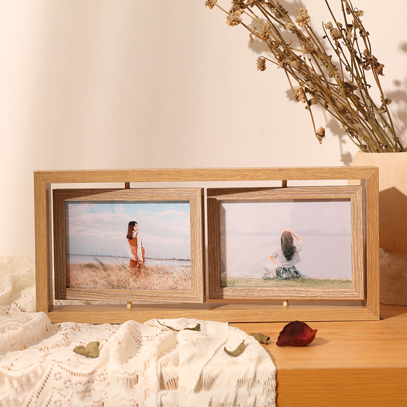 Creative Two-Part Double-Sided Rotating Photo Frame Display Stand 6inch Rotating Wooden Photo Frame Logo Photo Printing with Frame Creative Two-Part Double-Sided Rotating Photo Frame Display Stand 6inch Rotating Wooden Photo Frame Logo Photo Printing with Frame