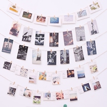 Creative literature and art small fresh postcard wall hemp rope clip Photo wall Cafe background Bedroom living room decoration wall