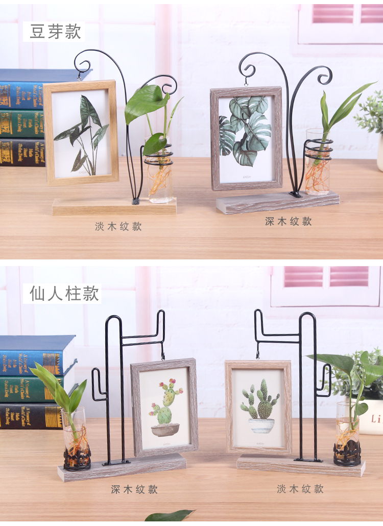 Sáng tạo Bắc Âu cá tính 6 inch khung sắt rèn bộ 7ins Xiêm kết hợp khung ảnh hai mặt phòng khách trang trí văn hóa nước - Trang trí nội thất trang trí phòng khách nhà cấp 4