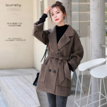 SANDRO SELEN suit collar short woolen coat womens 2020 winter new double-breasted thin coat trend