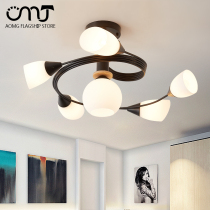 Nordic style postmodern lamps simple creative personality wrought iron led living room lamp bedroom restaurant bar chandelier