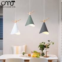 Nordic style restaurant chandelier modern simple creative personality Bar Cafe Wood lamps iron three-head lighting