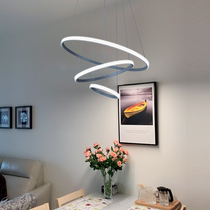 Chandelier living room modern simple light luxury duplex staircase hall Circle Art engineering Net red restaurant chandelier