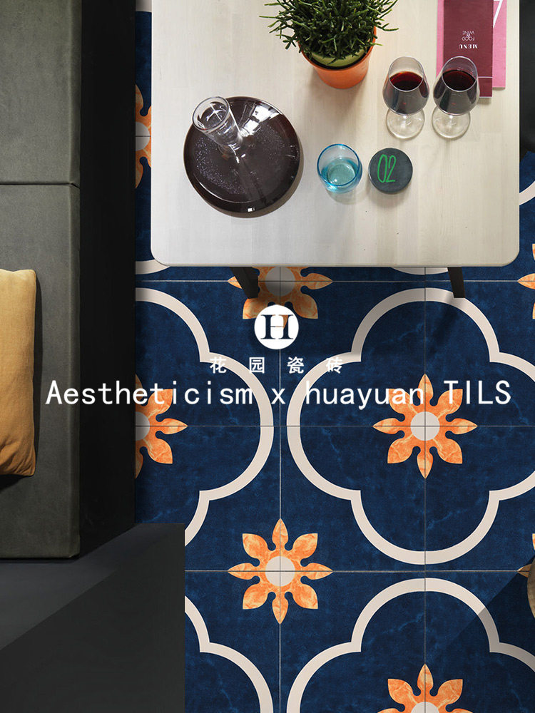 American vintage tile toilet non-slip floor tile bathroom toilet toilet balcony kitchen background wall small tiles