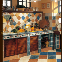 Mediterranean pastoral colorful rock matte non-slip antique brick kitchen toilet tile retro kitchen tile 150