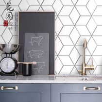 Nordic three-dimensional diamond geometric hexagonal mosaic matte black and white wall tiles Universal Tile non-slip tiles all porcelain
