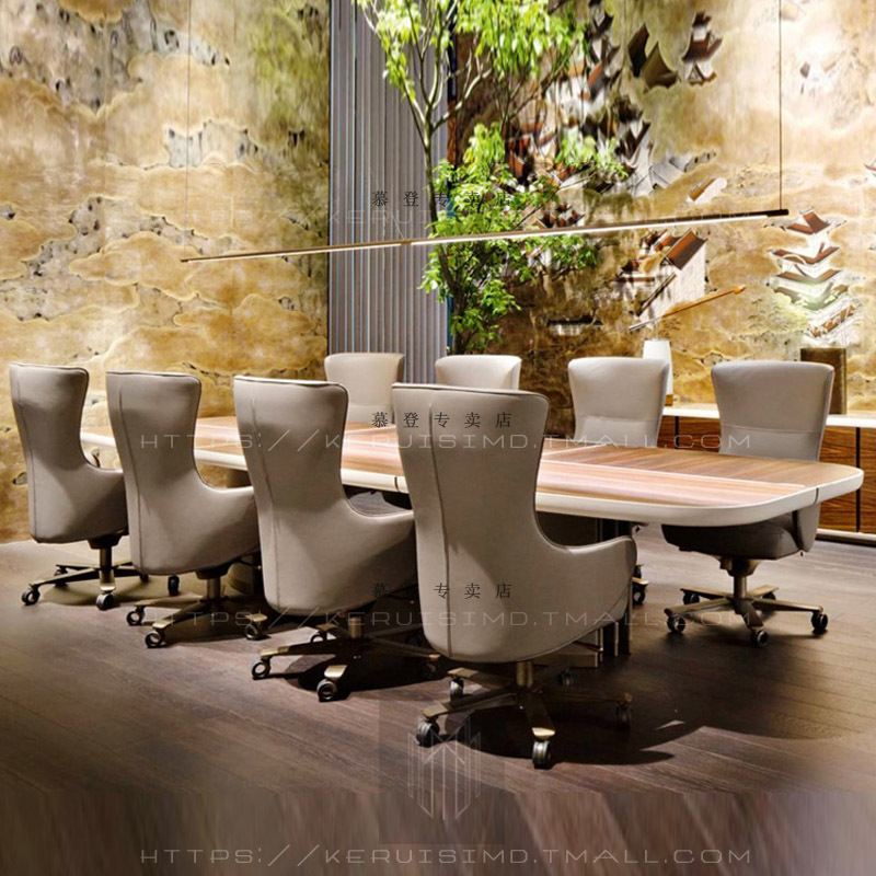 Modern Simple Solid Wood Eight-Person Conference Table Italian Executive Office Reception Table Company Living Room Furniture